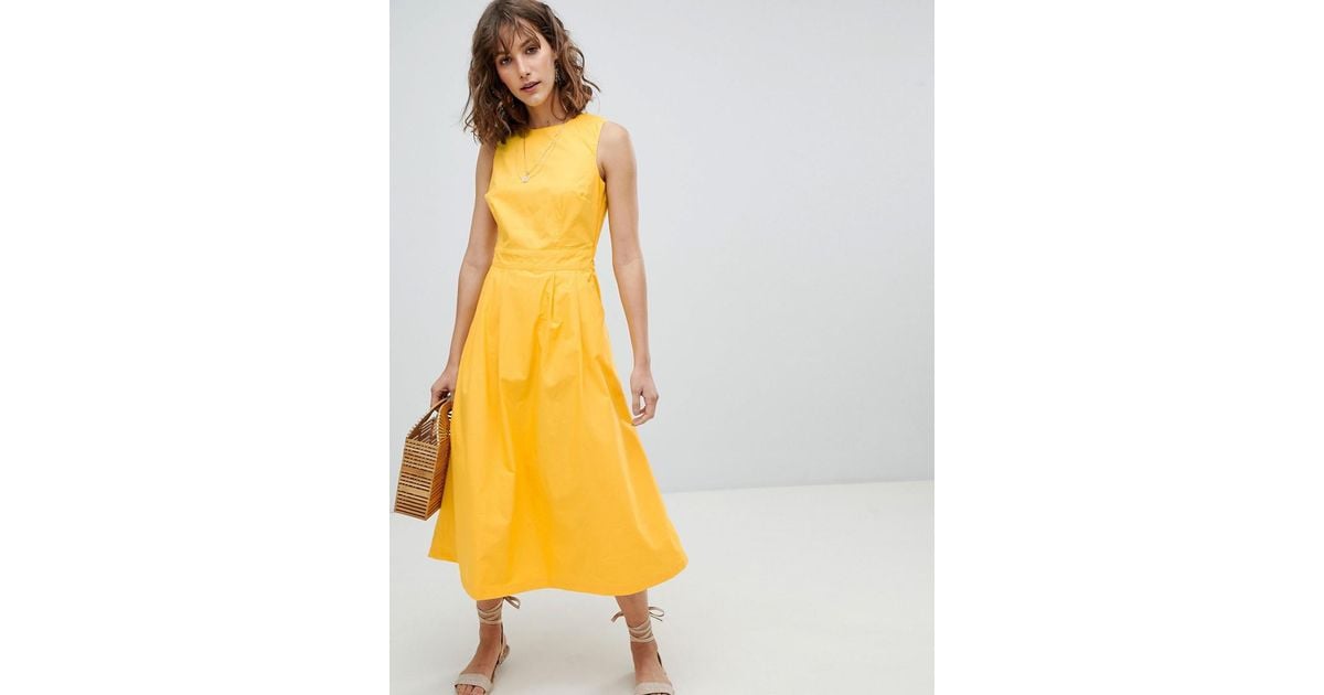 warehouse yellow midi dress