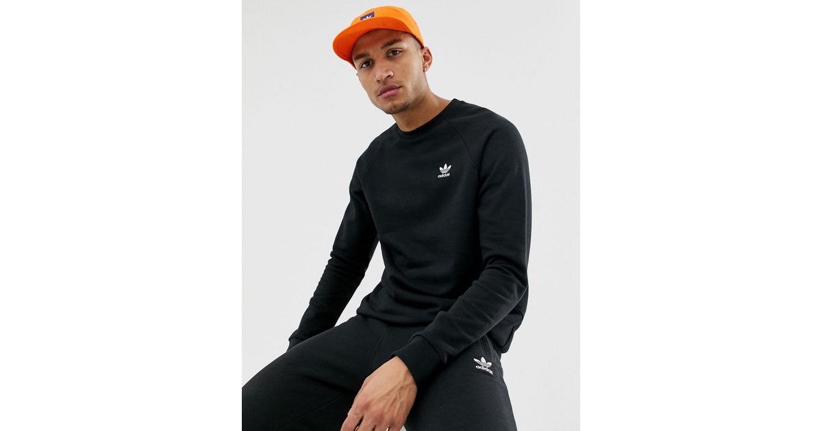 adidas Originals Essentials Sweatshirt Small Logo in Black for Men | Lyst