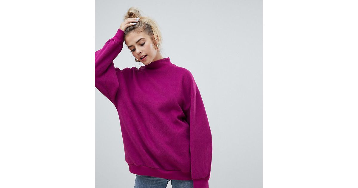 Bershka High Neck Oversized Sweater in Purple - Lyst