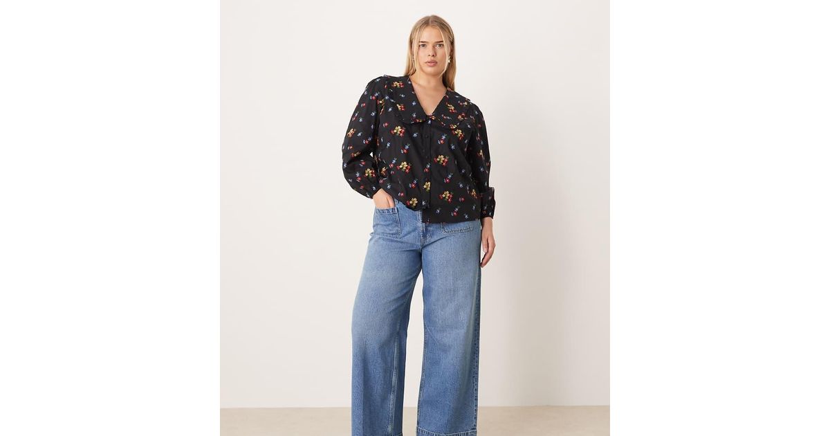 ASOS Asos Design Curve High Waist Wide Leg Jeans With Front Pockets in ...
