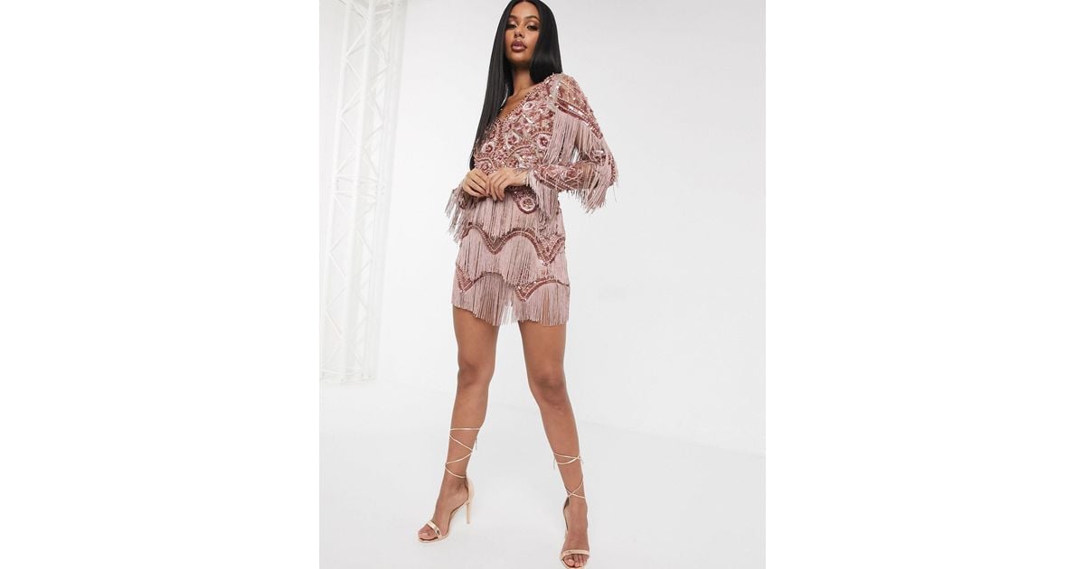 star tassel beaded plunge mini dress Primavera Couture 4213 Short Beaded Tassel Homecoming Dress Slit Cocktail Gown Strapless 16 / Gold main image 0