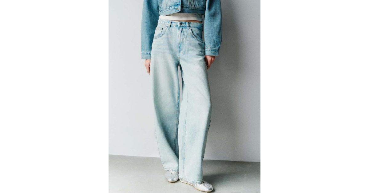 Pull Bear Embroidered Barrel Jeans In Blue Lyst UK pull-bear-embroidered-barrel-jeans-in-blue-lyst-uk