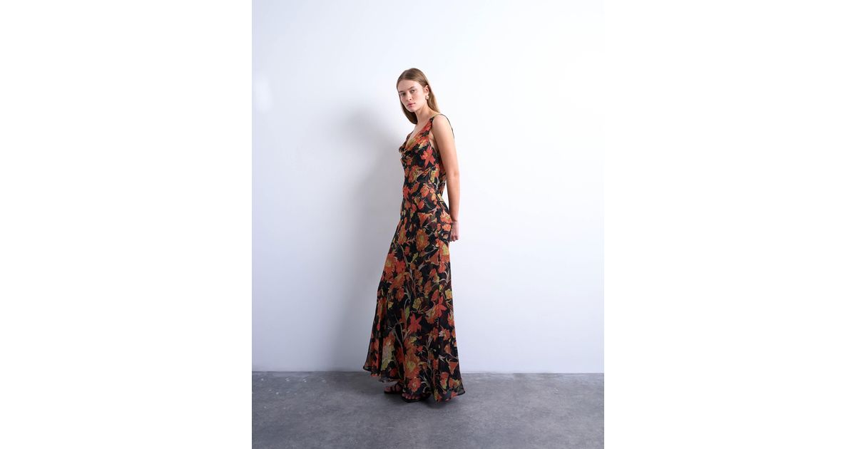 TOPSHOP Double Layer Cowl Maxi Dress in White | Lyst