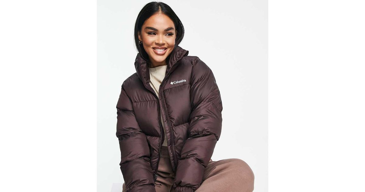 Columbia Puffect Cropped Puffer Jacket in Brown | Lyst UK