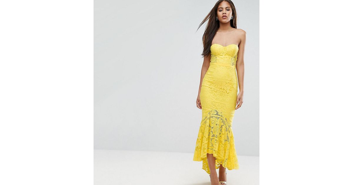 yellow fishtail dress