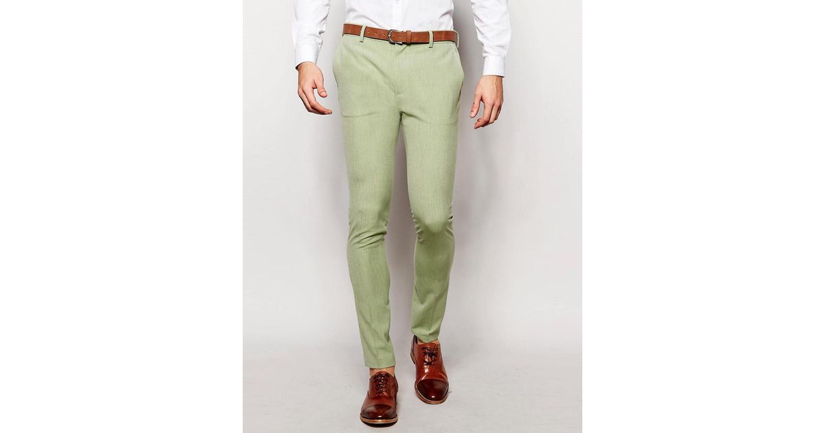 ASOS Super Skinny Suit Pants In Sage Green for Men