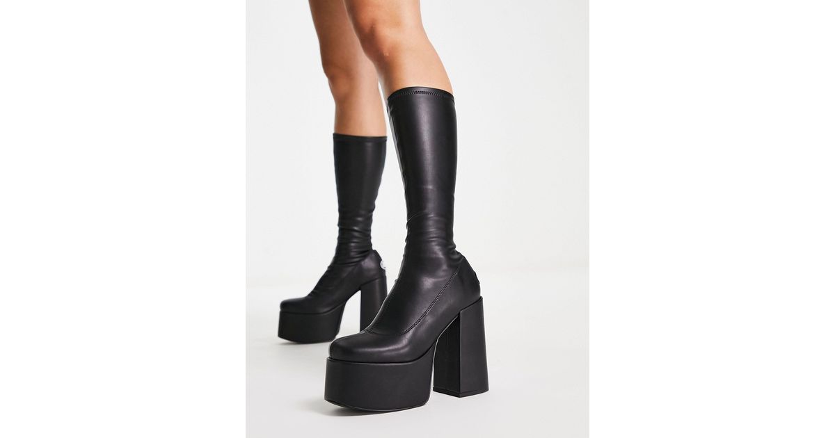 Nokwol Emmie Platform Knee Boots in Black | Lyst