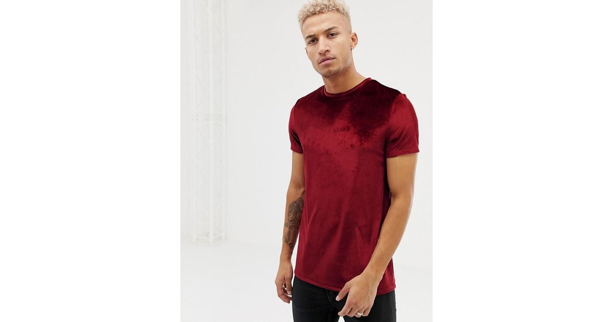 ASOS Synthetic Longline Velour T-shirt 
