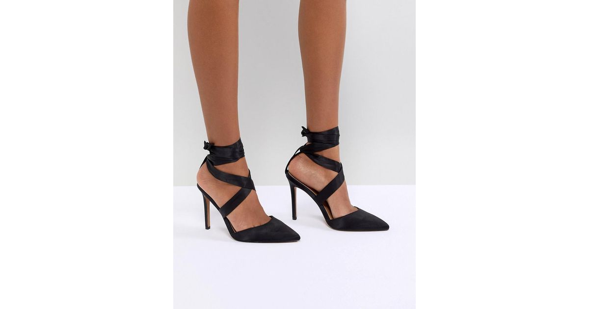 satin lace up heels