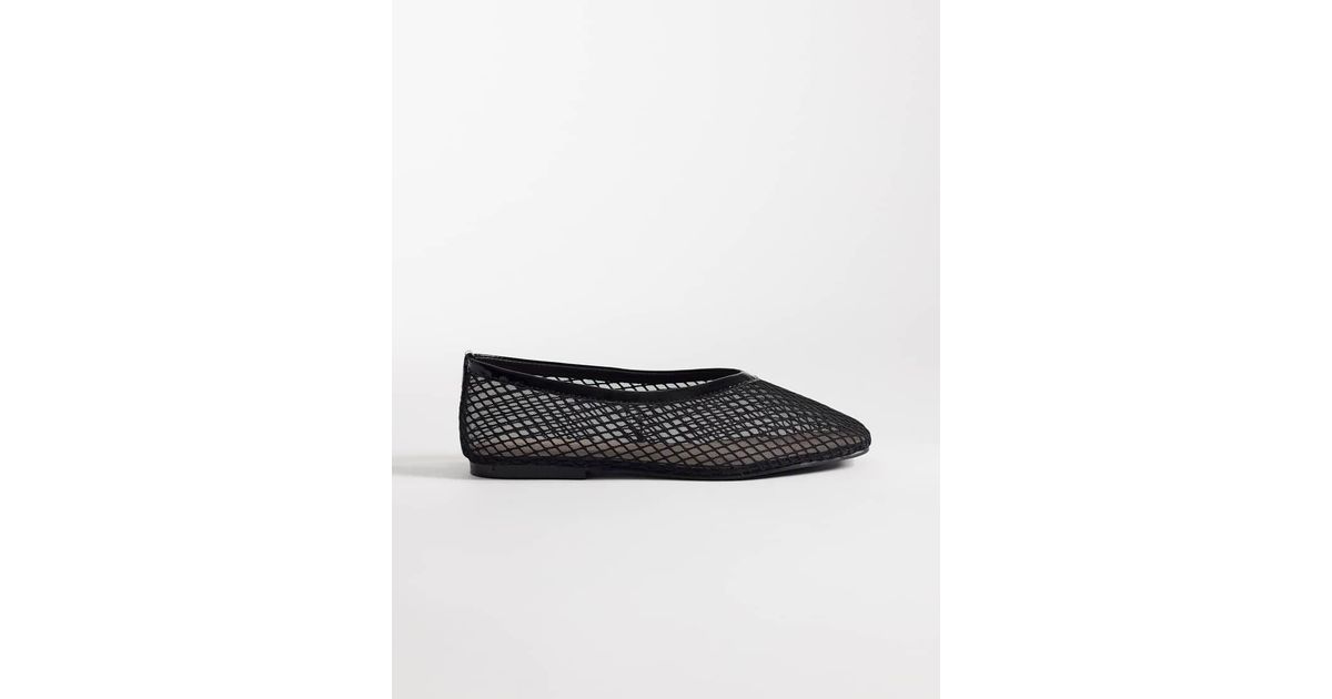 SEQWL Wide Fit Woven Mesh Ballet Flats in Black | Lyst UK
