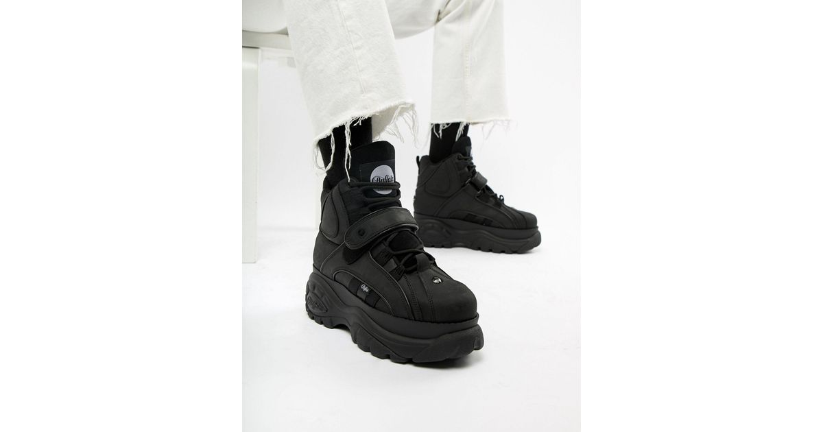 Buffalo Classic Hi Top Chunky Sole Trainers in Black for Men | Lyst