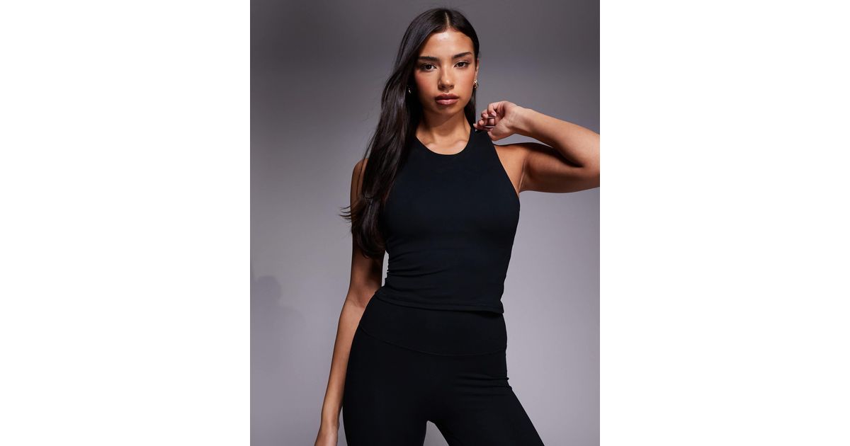 4505 Icon Racer Back Vest With Inner Bra And Removable Padding in Black ...