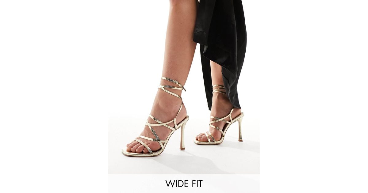 ASOS Wide Fit Native Strappy Heeled Sandals in Black | Lyst Australia