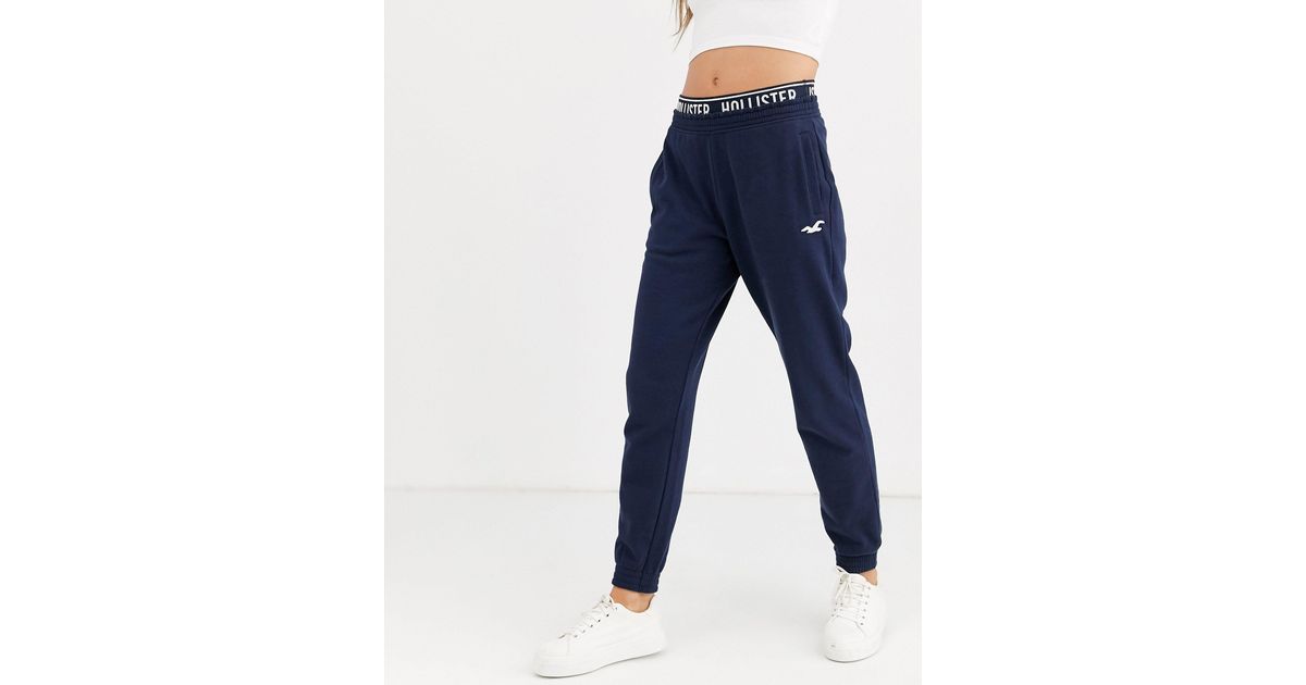 Hollister Logo Slim jogger in Blue