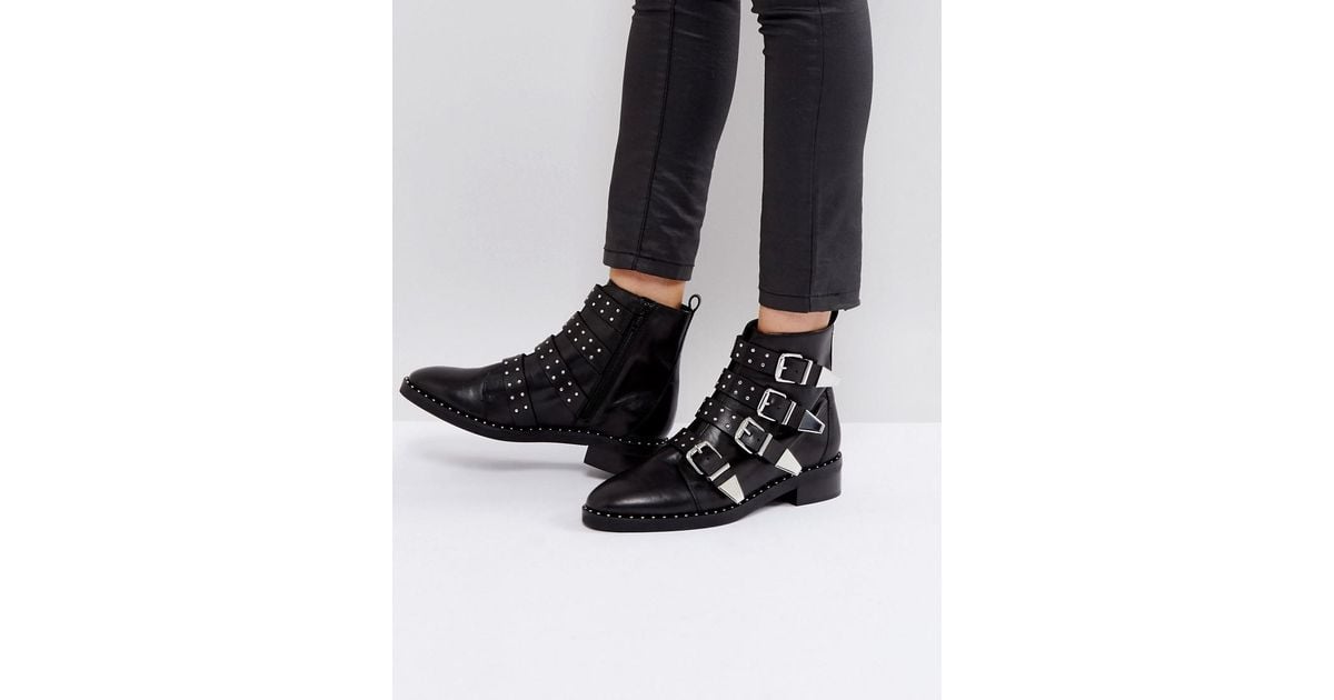 office black buckle boots