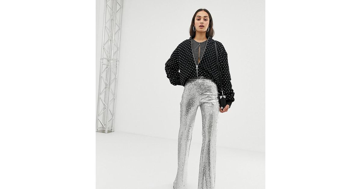 zara silver sequin pants