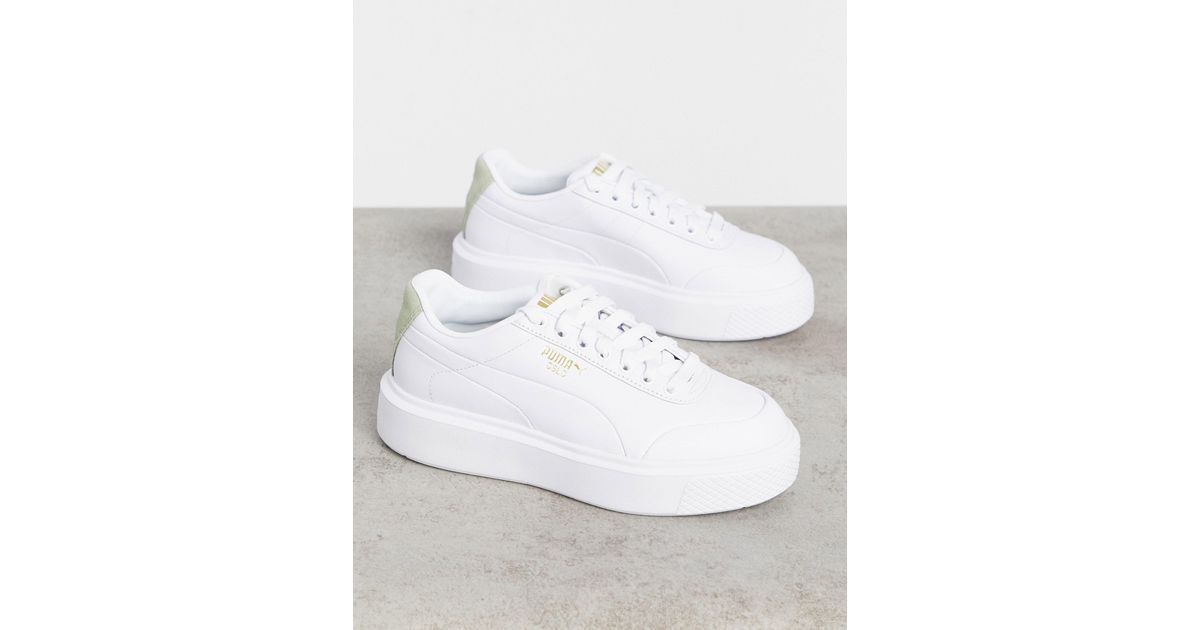 Puma oslo femme trainers in white and sage sale