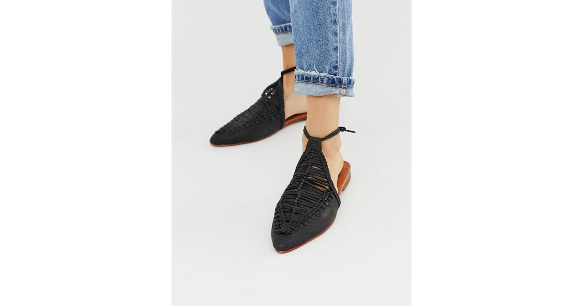 Woven Pointy Flat Mules