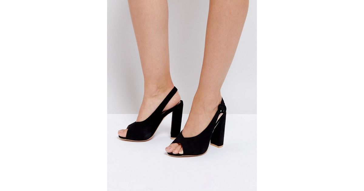 black block heel sling back shoes