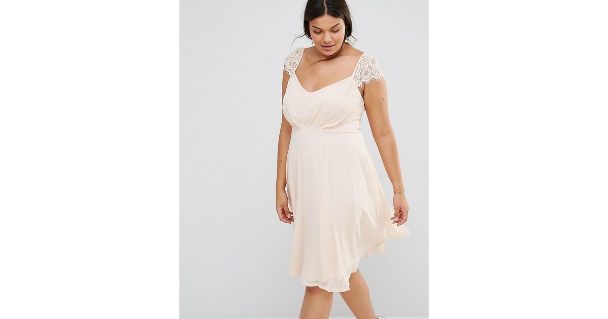 eyelash lace sleeve chiffon midi skater dress
