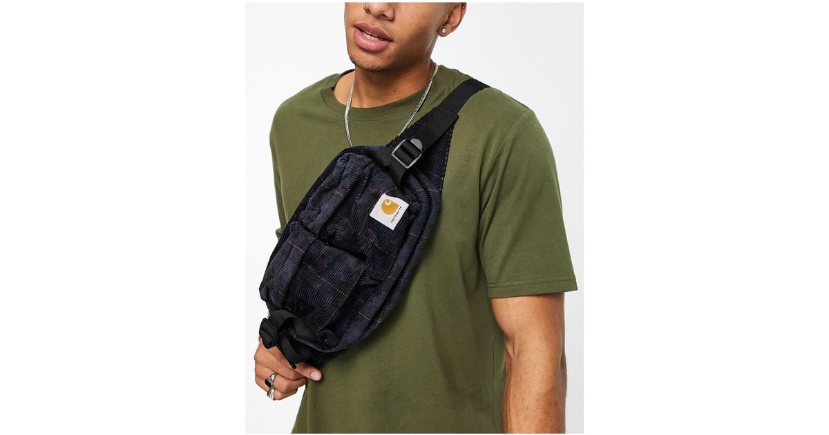 Carhartt WIP flint corduroy hip bag in blue check