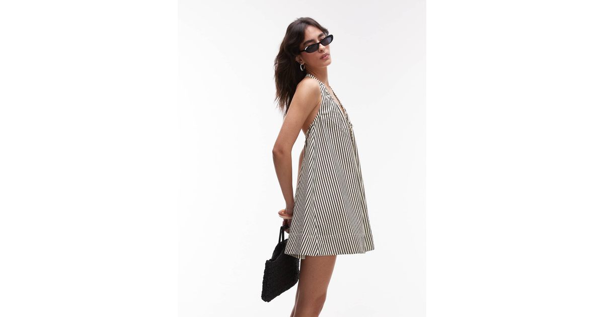 TOPSHOP Halter Mini Trapeze Dress in Gray | Lyst TOPSHOP Halter Mini Trapeze Dress in Gray | Lyst