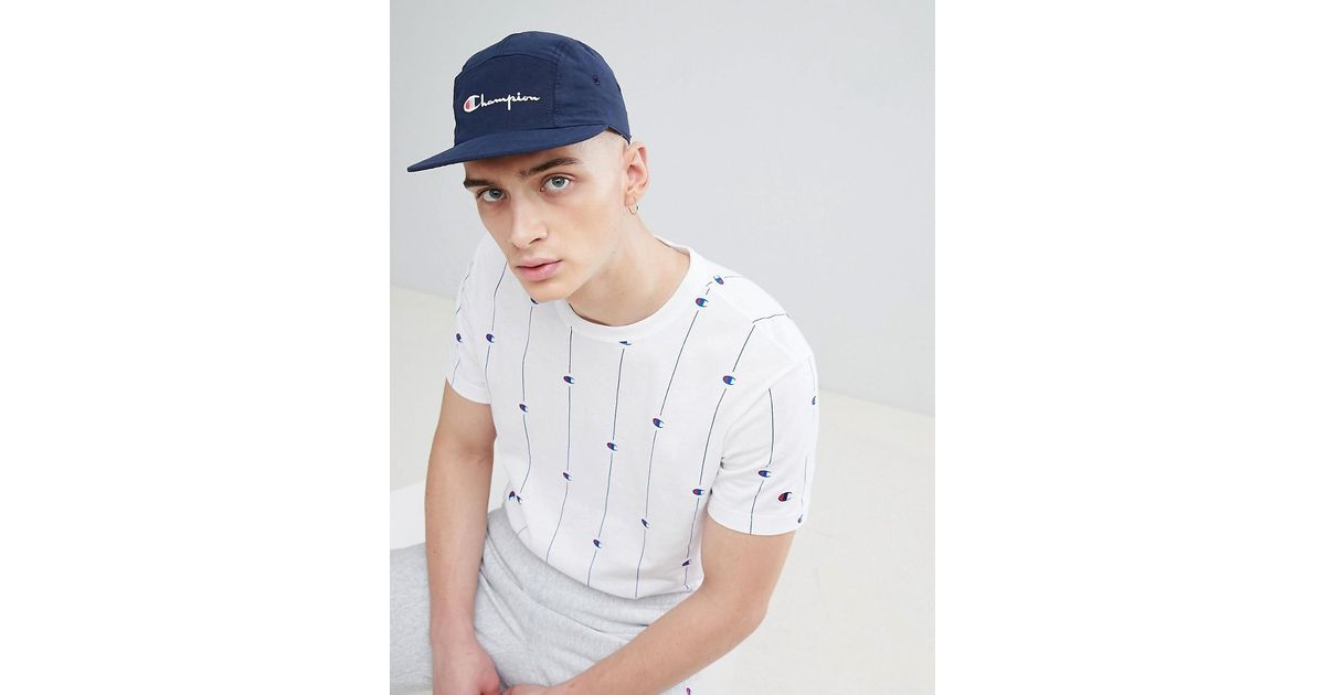 Champion 5 Panel Cap With Logo In Navy 