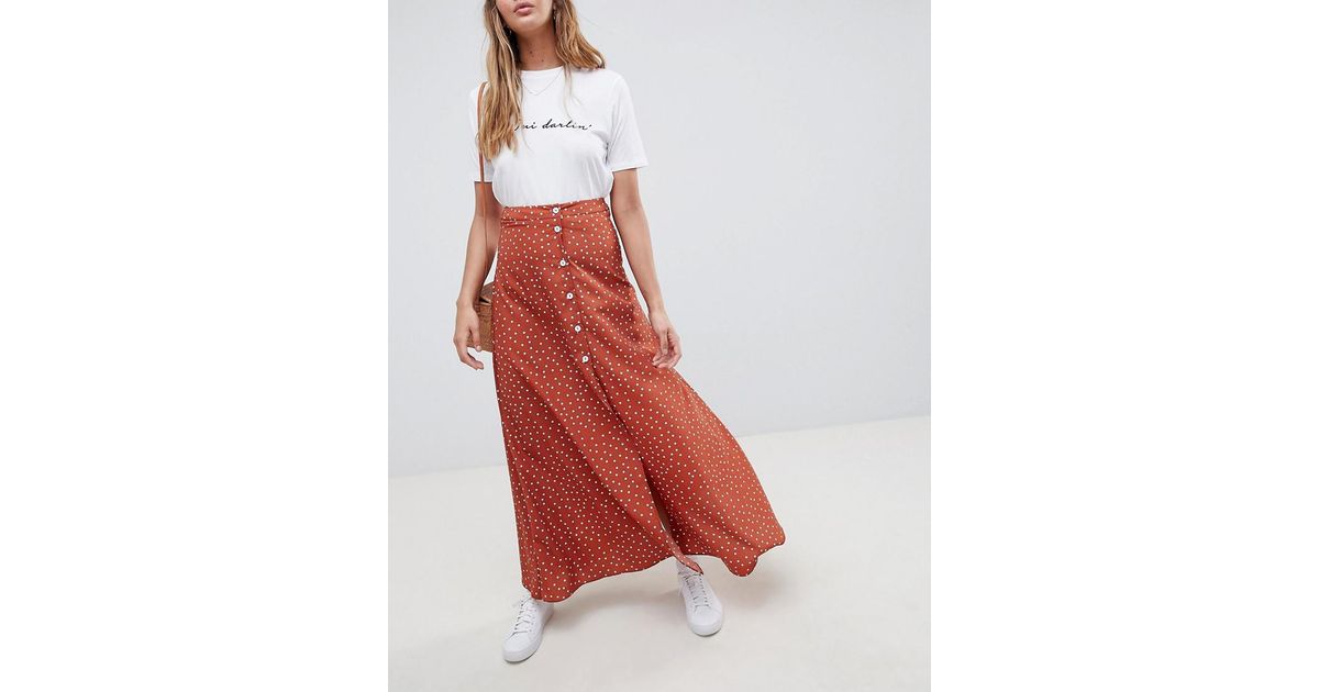 button through maxi skirt