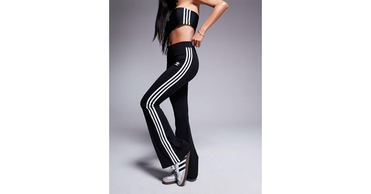 adidas Originals Three Stripe Flared Leggings in Black Lyst