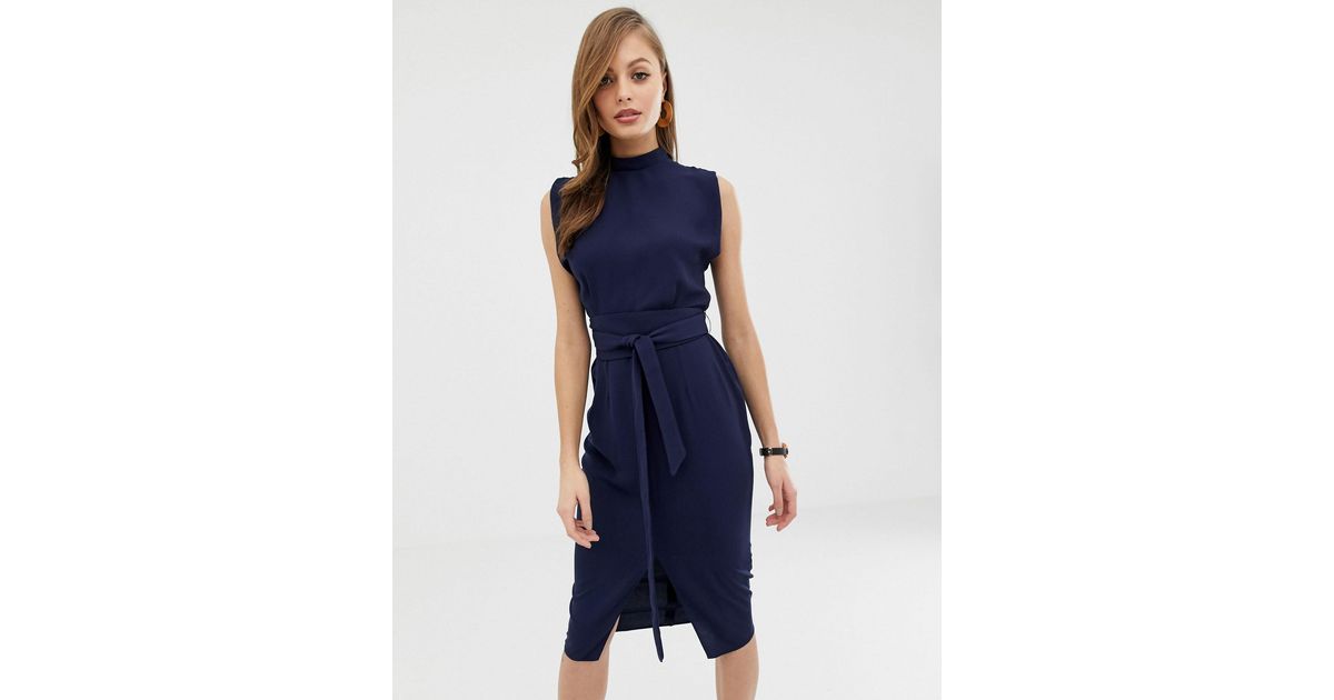 Asos design split sleeve midi dress with obi belt hotsell