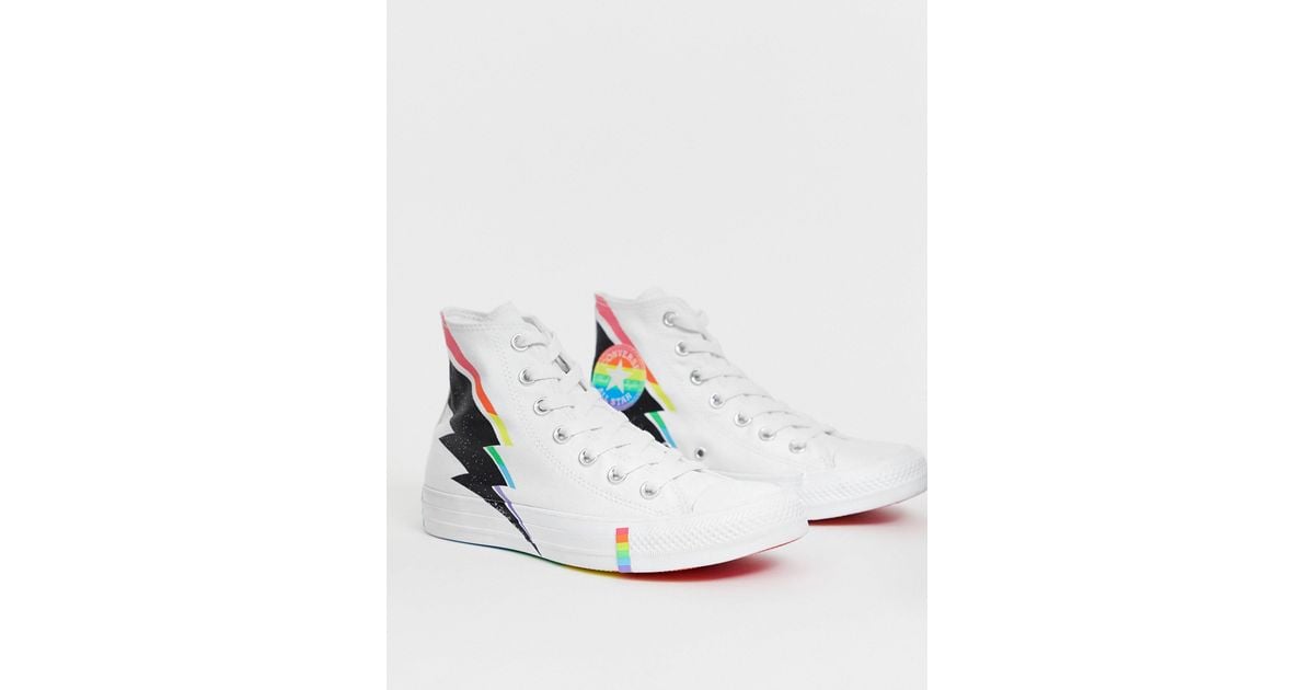 Pride Chuck Taylor All Star Baskets montantes motif eclair et arc en ciel Converse en coloris Blanc Lyst