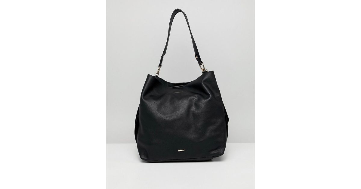 Paul Costelloe Black Real Leather Slouch Shoulder Bag
