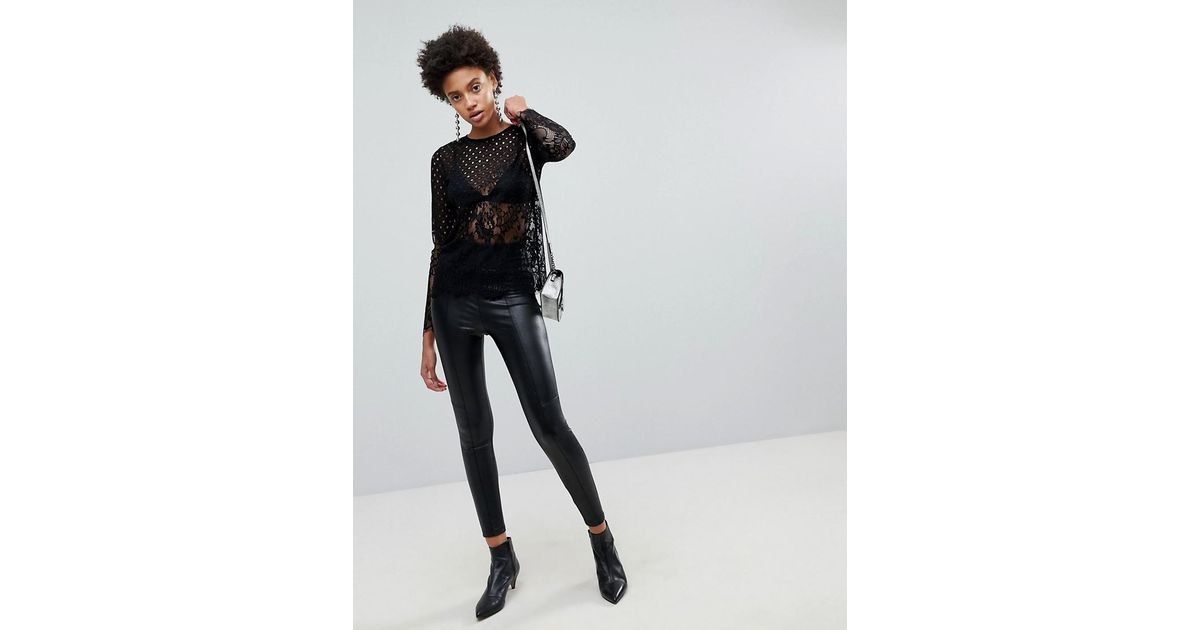 Stradivarius Leather Look Trouser in 