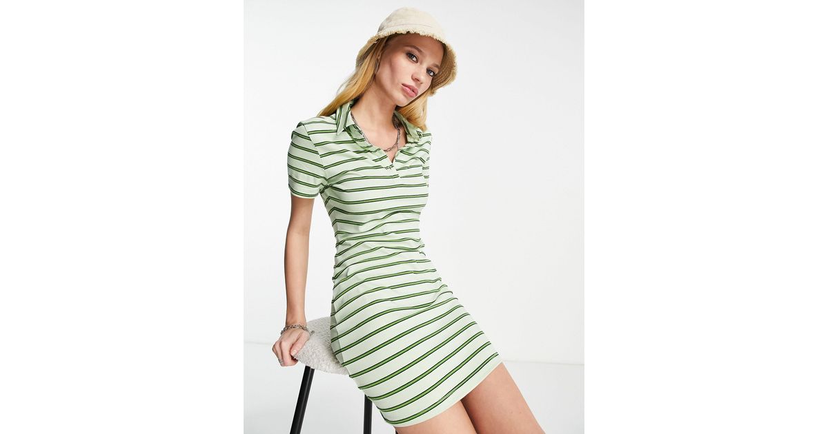 ASOS Cotton Mini Short Sleeve Polo Dress in Green Lyst Canada