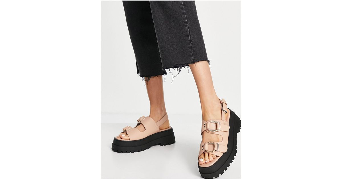 london rebel double buckle footbed sandals