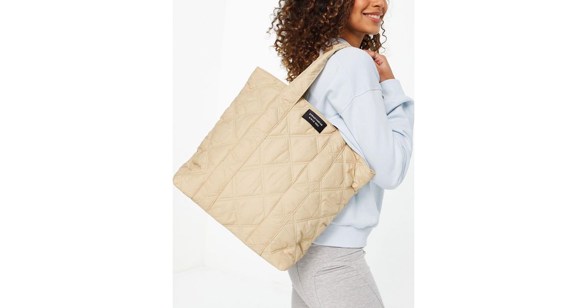 Stradivarius Recycled Polyester Quilted Tote Bag in Natural | Lyst