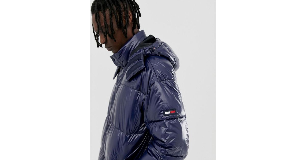 tommy hilfiger high shine puffer jacket