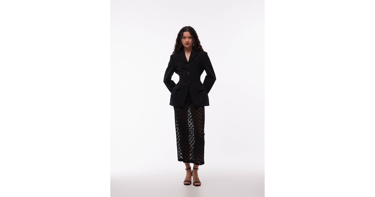 ASOS Lace Sheer Column Maxi Skirt in Black | Lyst
