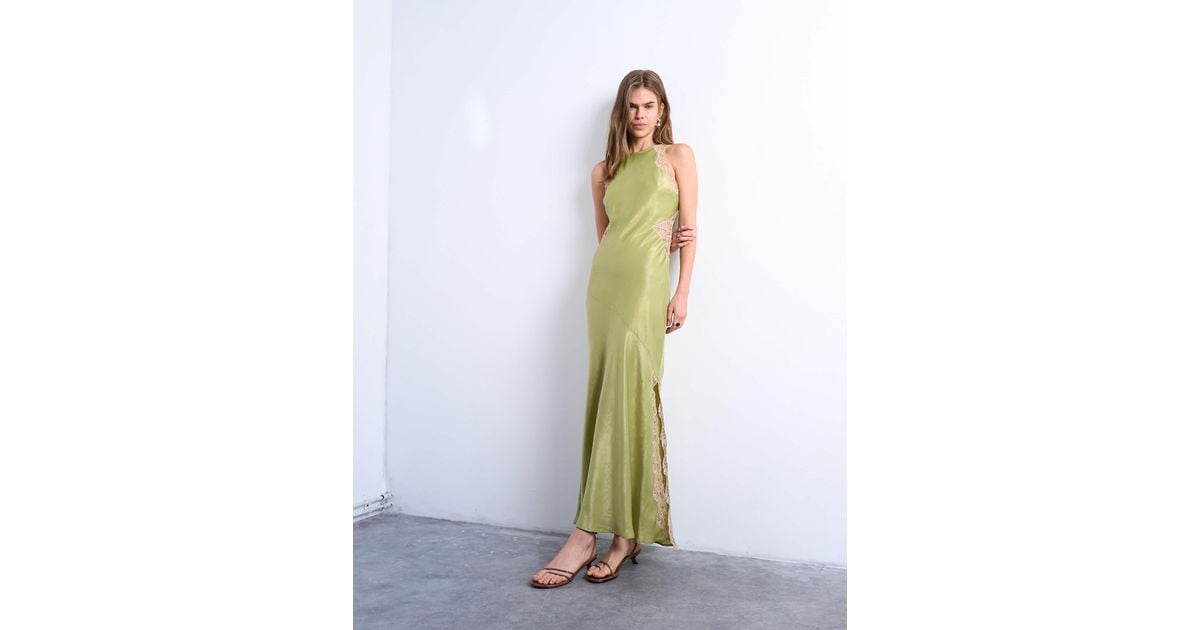 salmon colored lace dress BABARONI Lace Dusty Sage Prom Dresses A-line Scoop Floral Ruched Pleated Beaded Sequins Appliqued