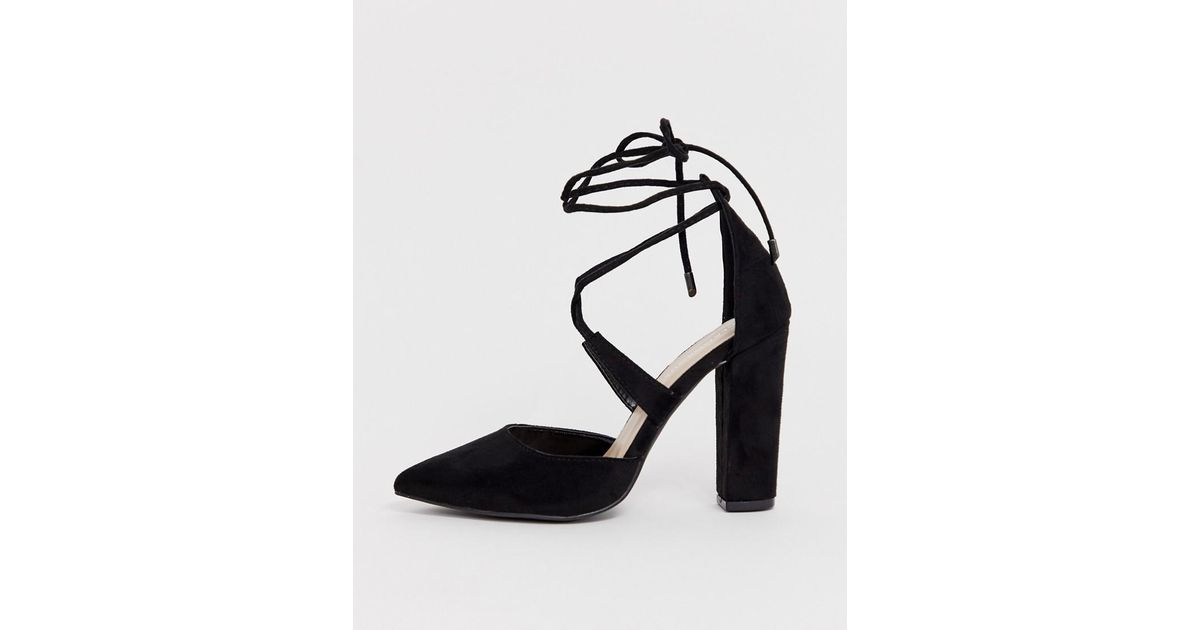 glamorous block heel tie up court