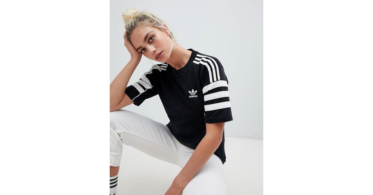 adidas Originals Authentic Three Stripe Sleeve T-shirt In Black in Blue -  Lyst