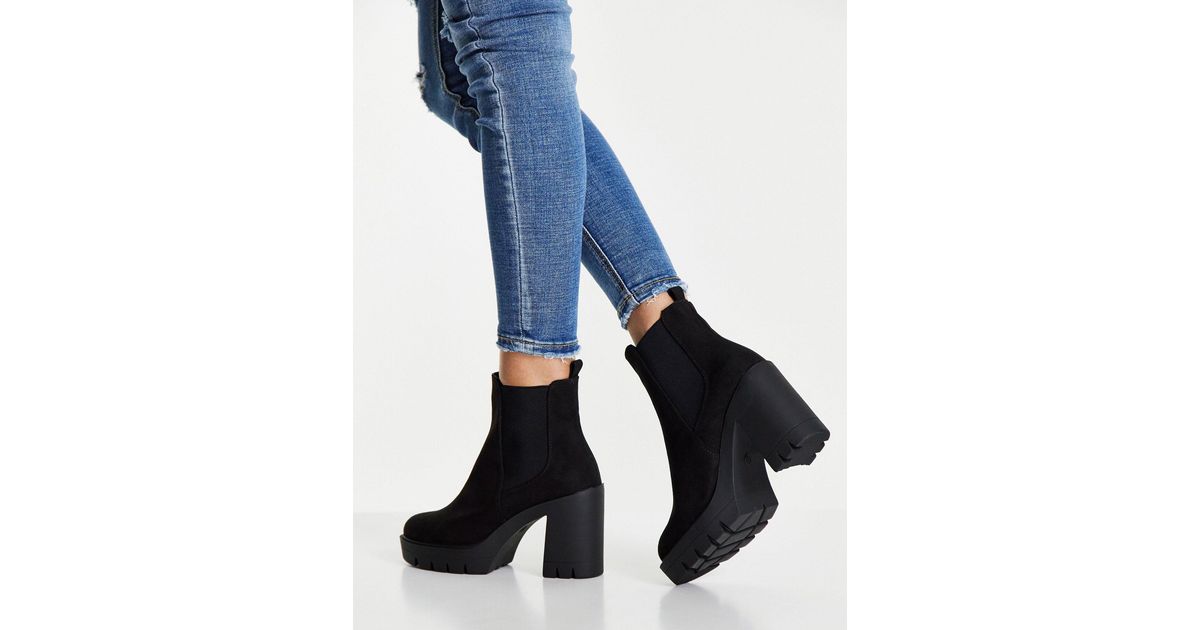 ASOS Eve Heeled Chunky Chelsea Boots in Black | Lyst