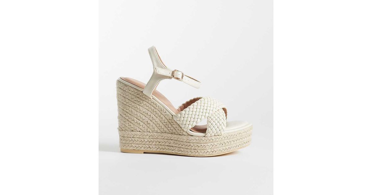 New Look Plaited Strap Espadrille Wedge Sandal in White | Lyst UK