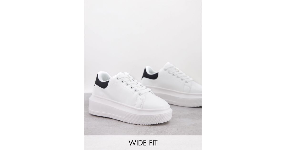 ASOS Wide Fit Dorina Chunky Sole Trainers in White | Lyst UK