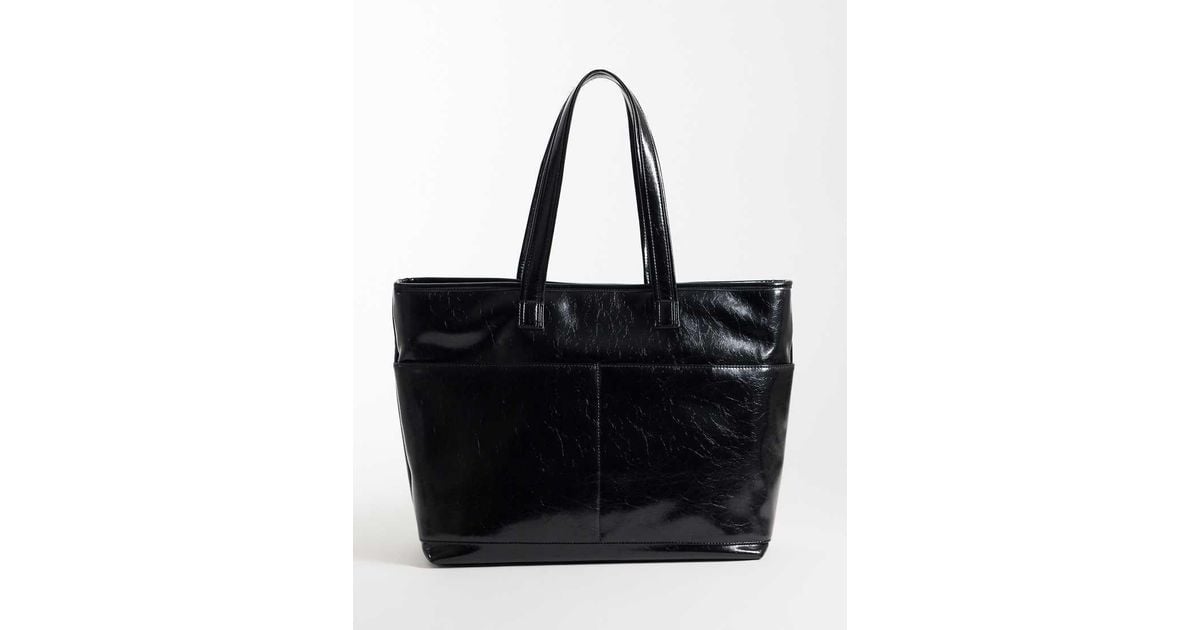 ASOS Faux Leather Multi Pocket Tote in Black | Lyst UK