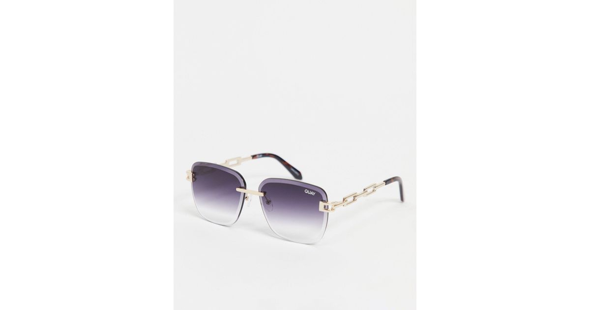 Quay Quay X Saweetie No Cap Womens Rimless Square Sunglasses 