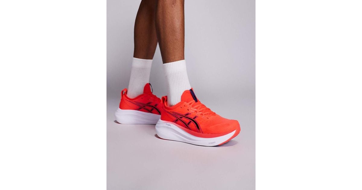 Asics Gel-nimbus 27 Running Trainers in Red for Men | Lyst UK