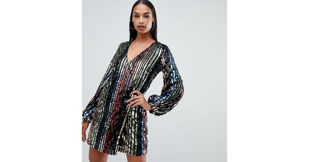 sequin wrap mini dress