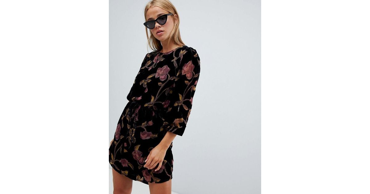 new look velvet burnout tunic dress