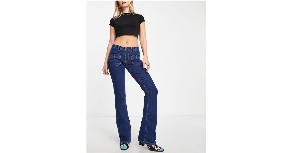 The Ragged Priest Low Rise Y2k Flared Jean in Blue | Lyst